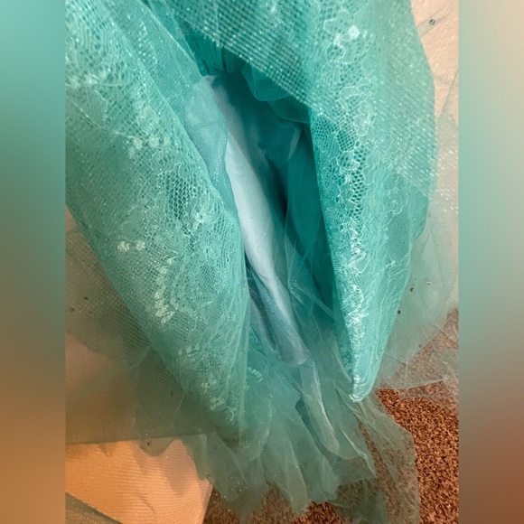 Sherri Hill high low jeweled dress blue gold - Picture 11 of 14